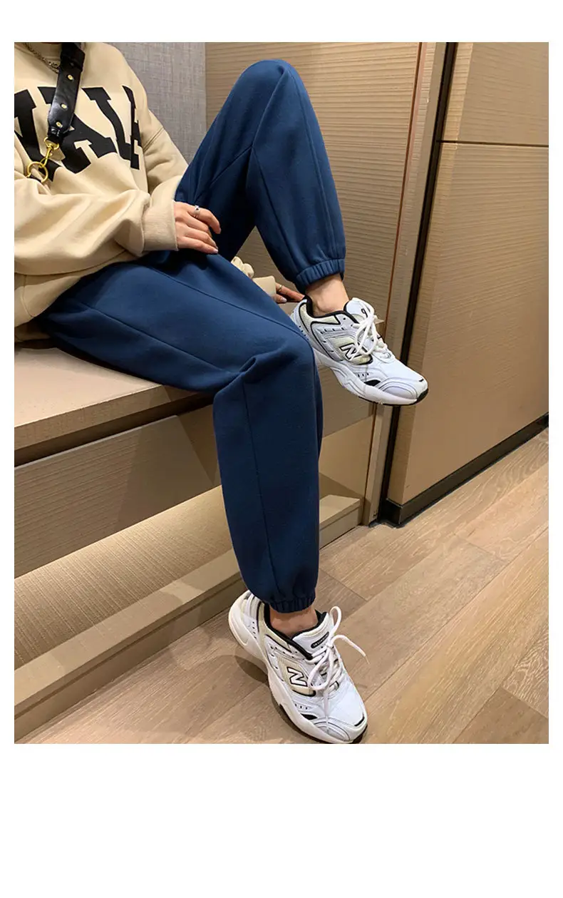Women Gray Fleece Sweatpants Fall Winter Slimming Joggers — feature 32
