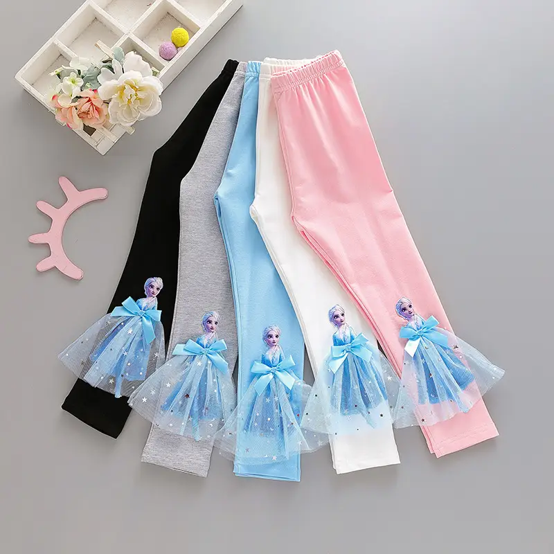 Girls Pink Cotton Frozen Bottoming Pants Set - Image 16