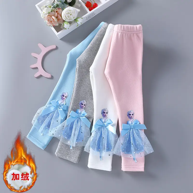 Girls Pink Cotton Frozen Bottoming Pants Set - Image 17