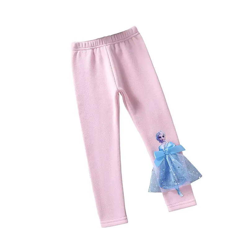 Girls Pink Cotton Frozen Bottoming Pants Set - Image 19