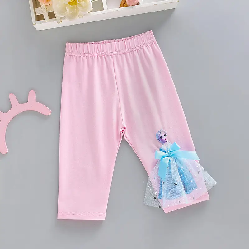 Girls Pink Cotton Frozen Bottoming Pants Set - Image 10