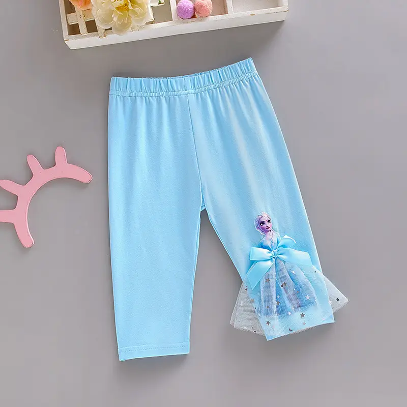 Girls Pink Cotton Frozen Bottoming Pants Set - Image 11