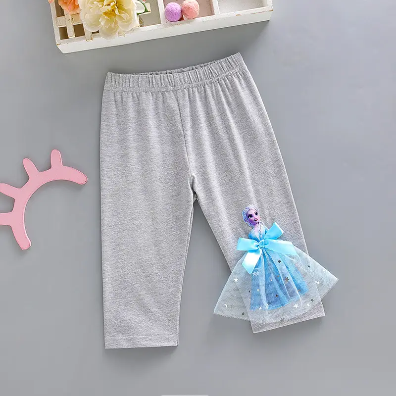 Girls Pink Cotton Frozen Bottoming Pants Set - Image 13