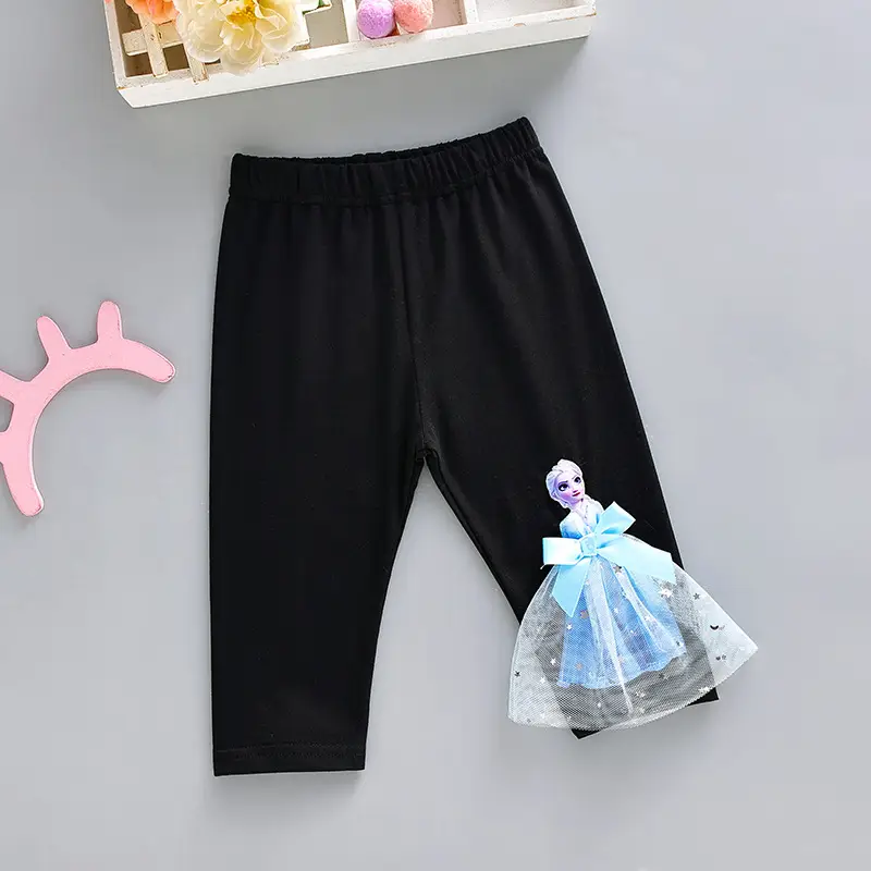 Girls Pink Cotton Frozen Bottoming Pants Set - Image 14