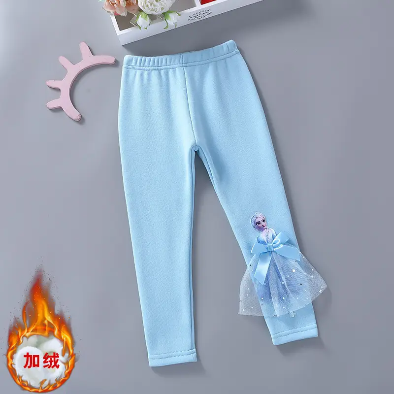 Girls Pink Cotton Frozen Bottoming Pants Set - Image 2