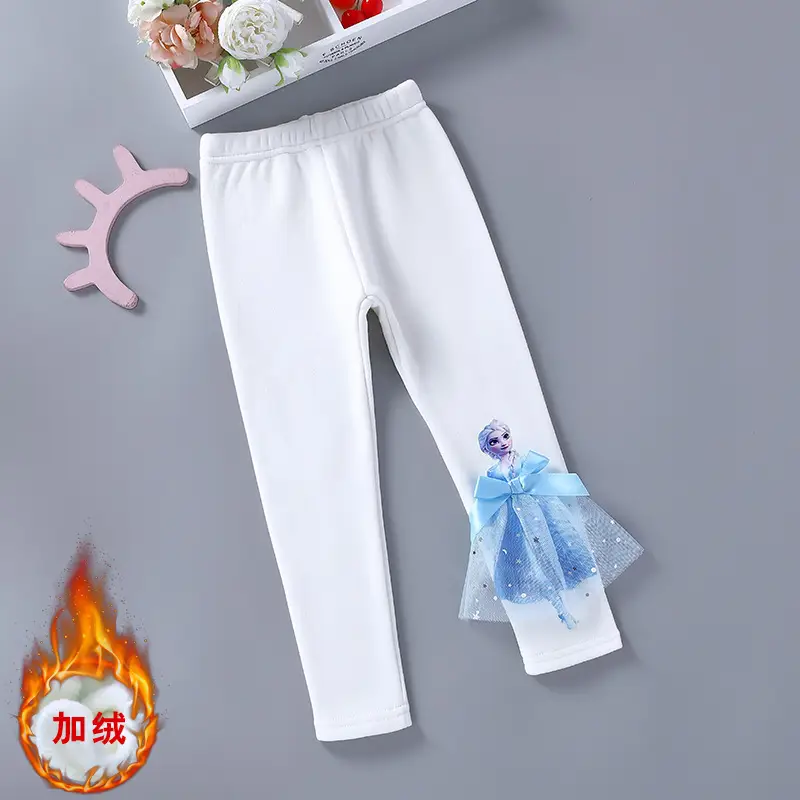 Girls Pink Cotton Frozen Bottoming Pants Set - Image 3