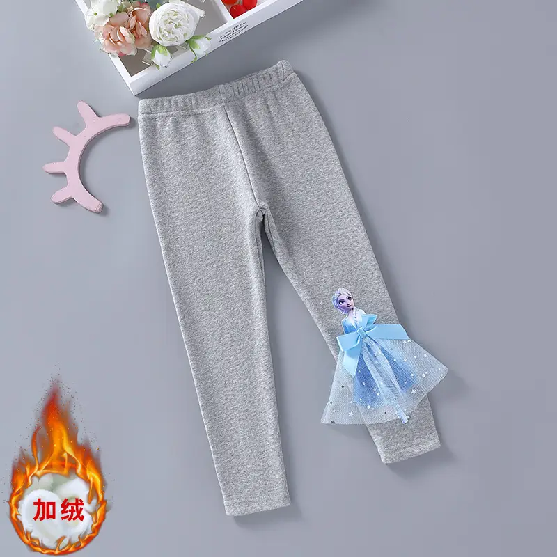 Girls Pink Cotton Frozen Bottoming Pants Set - Image 4