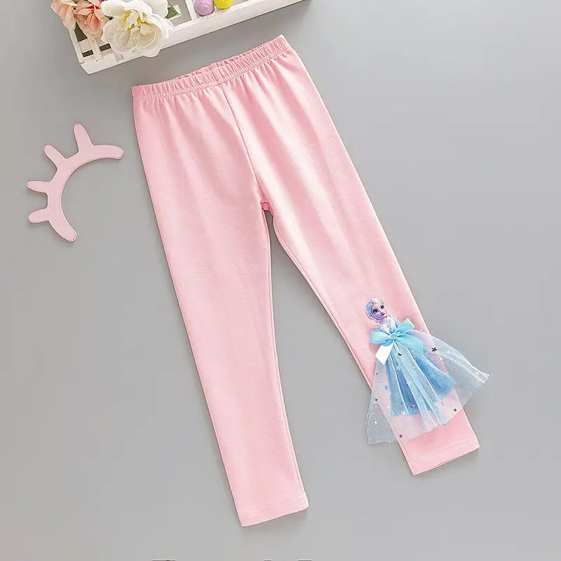 Girls Pink Cotton Frozen Bottoming Pants Set - Image 5