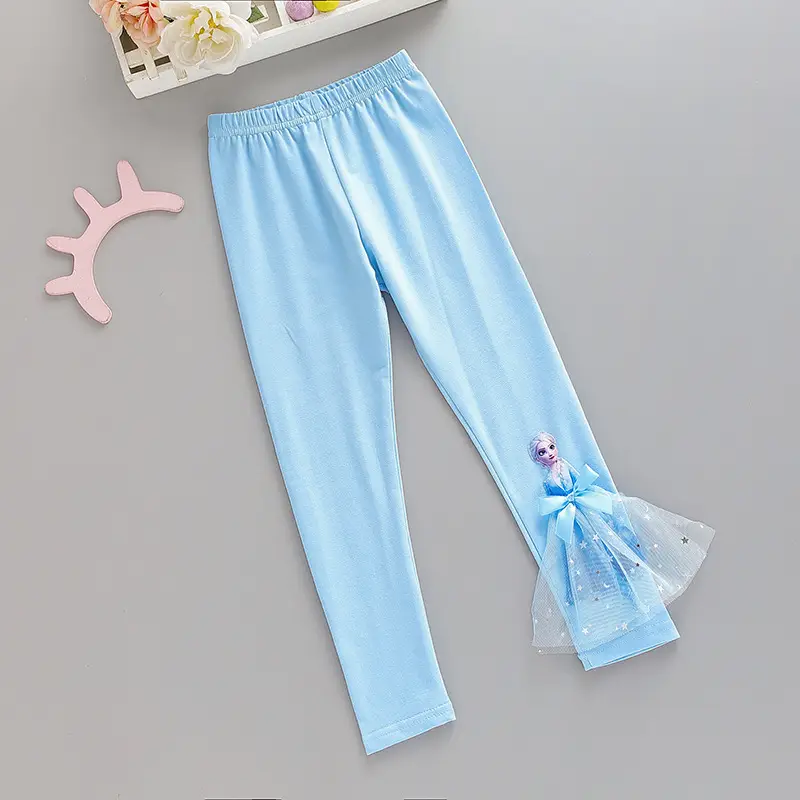 Girls Pink Cotton Frozen Bottoming Pants Set - Image 6