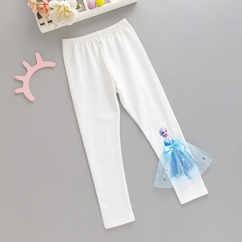 Girls Pink Cotton Frozen Bottoming Pants Set - Image 7