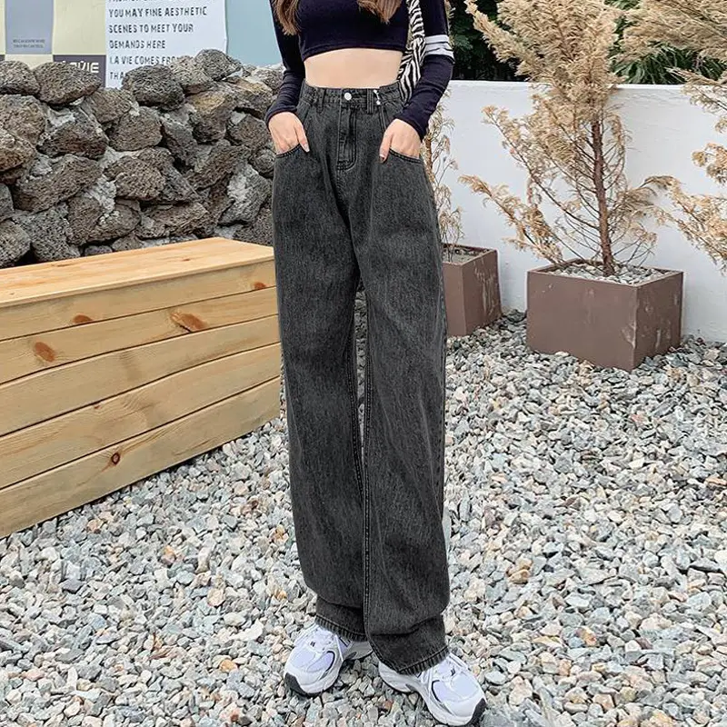 Wide Leg Dad Jeans Women High Waist Loose Slimming