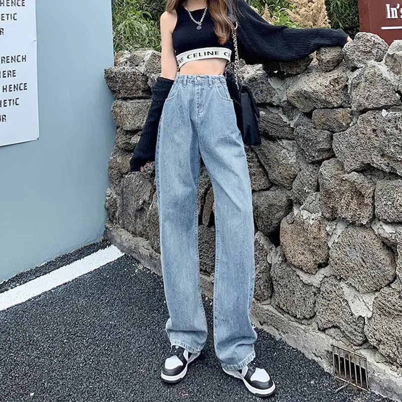 Wide Leg Dad Jeans Women High Waist Loose Slimming