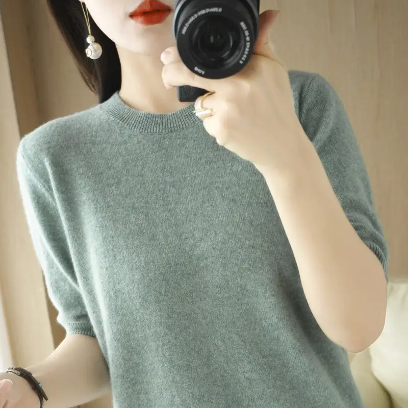 Women Pink Slim Fit T-Shirt Round Neck - Image 12