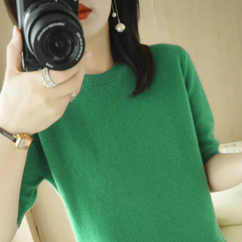 Women Pink Slim Fit T-Shirt Round Neck - Image 13