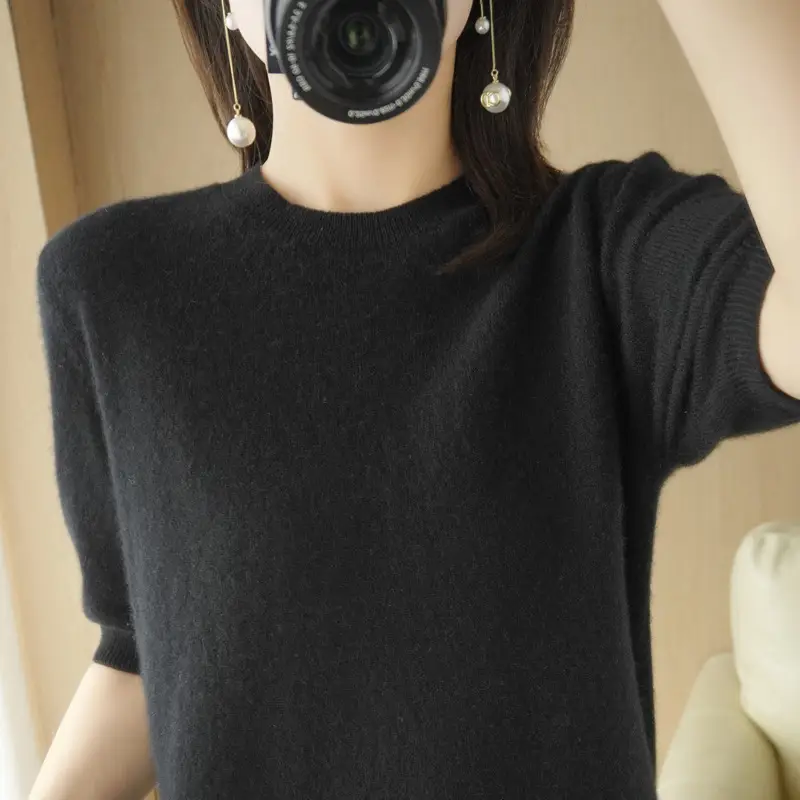 Women Pink Slim Fit T-Shirt Round Neck - Image 3