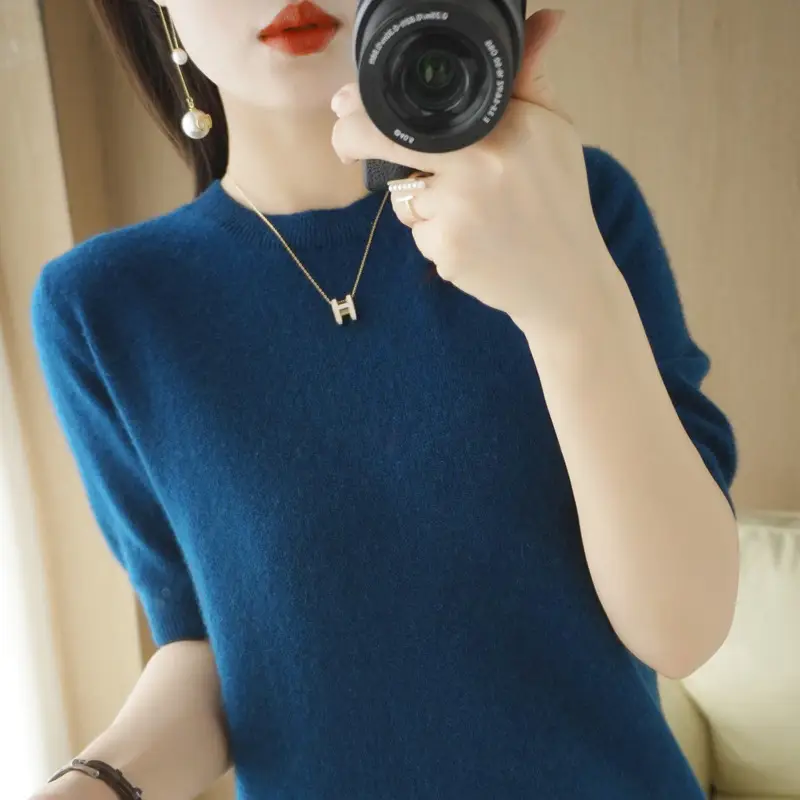 Women Pink Slim Fit T-Shirt Round Neck - Image 4