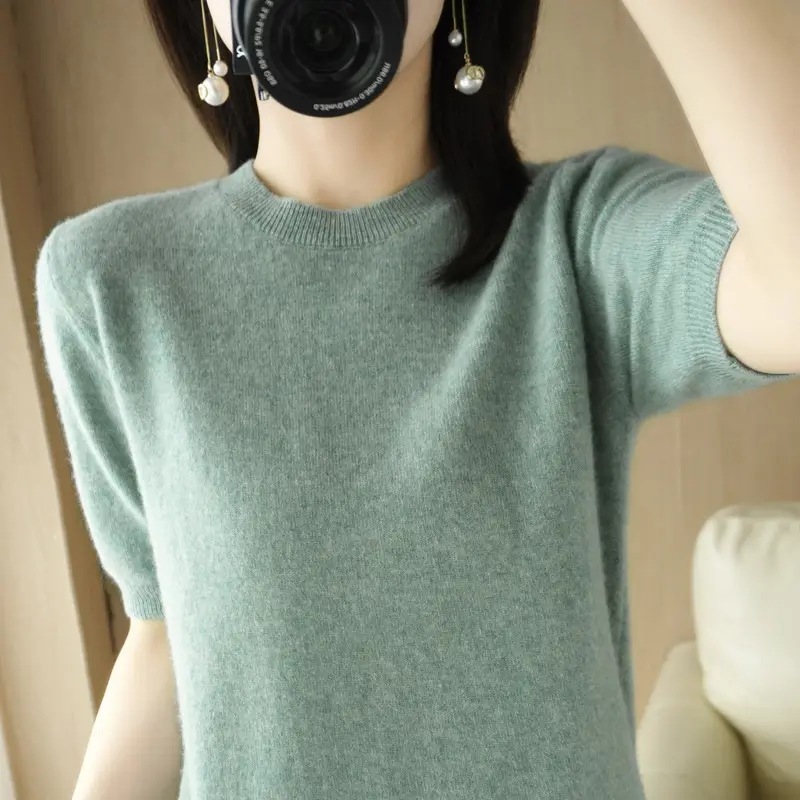 Women Pink Slim Fit T-Shirt Round Neck - Image 5