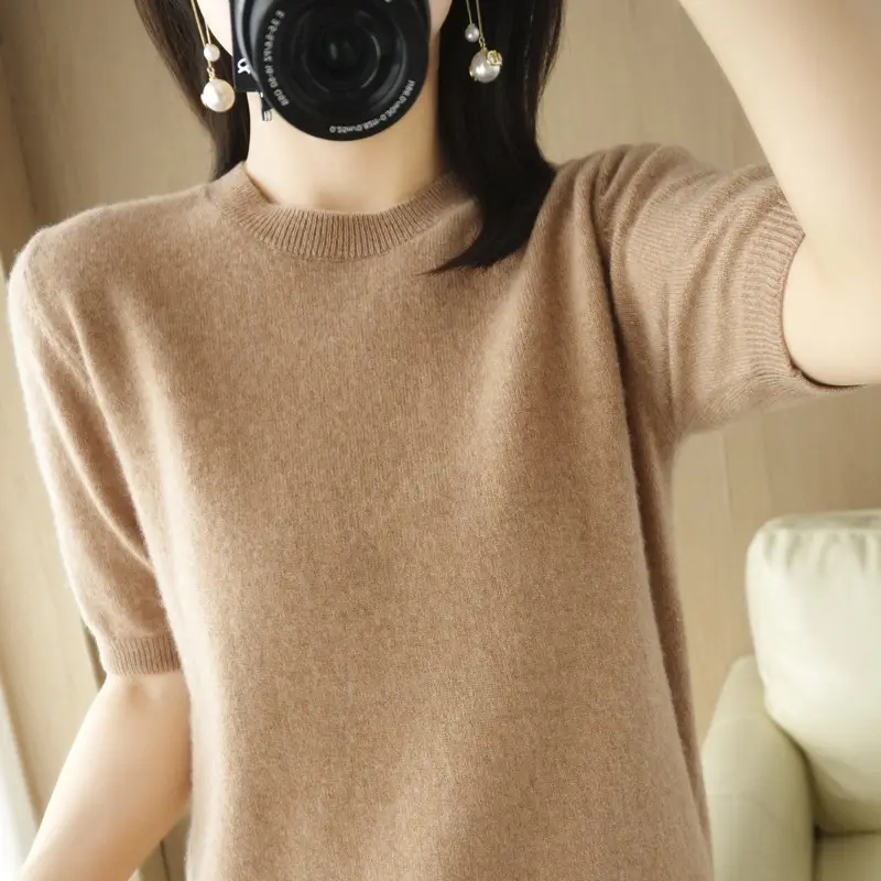 Women Pink Slim Fit T-Shirt Round Neck - Image 6