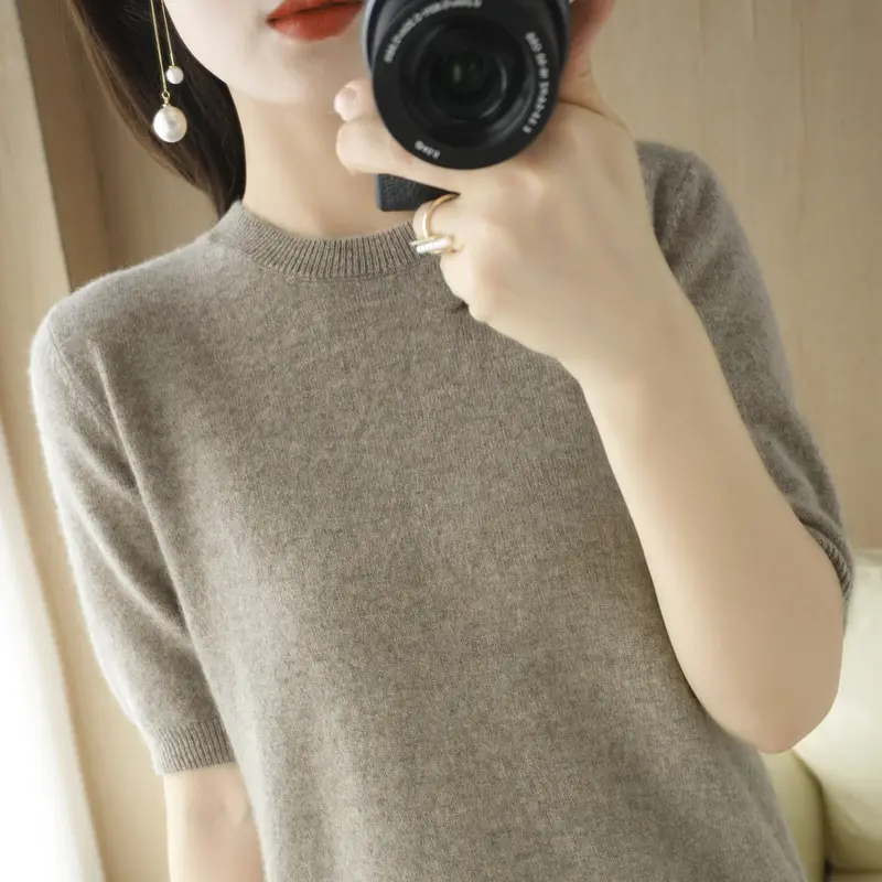 Women Pink Slim Fit T-Shirt Round Neck - Image 7
