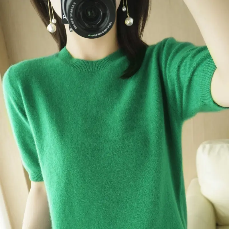 Women Pink Slim Fit T-Shirt Round Neck - Image 8