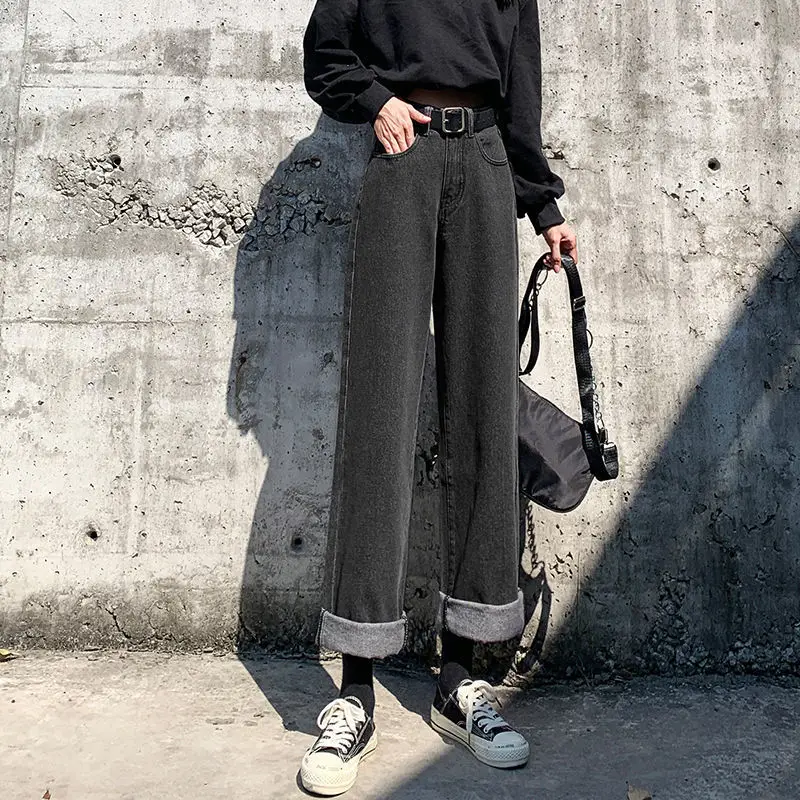 Women Loose Straight Jeans High Waist Slimming Wide Leg Pants 2022 - Image 3