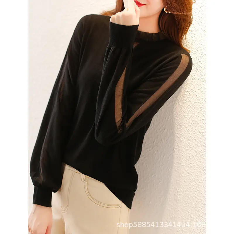 Black Wool Sweater for Women Spring Autumn Base - Image 7