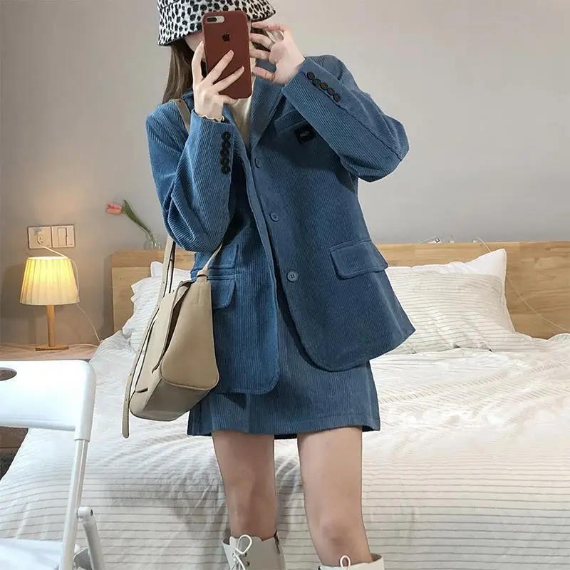 Coffee Corduroy 2-Piece Women Suit Dress 2026