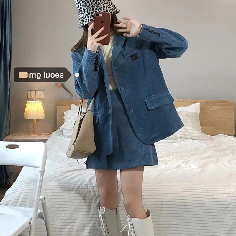 Coffee Corduroy 2-Piece Women Suit Dress 2026
