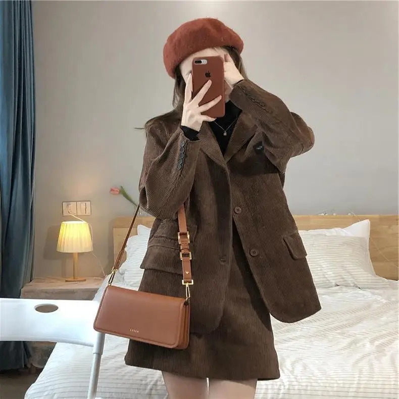 Coffee Corduroy 2-Piece Women Suit Dress 2026 — feature 6