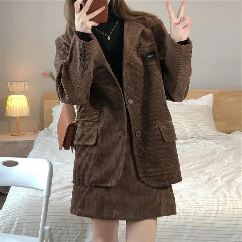 Coffee Corduroy 2-Piece Women Suit Dress 2026 — feature 9