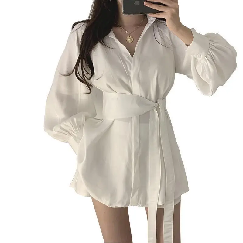 Black Waist Belted Korean Style Shirt Set - Image 21
