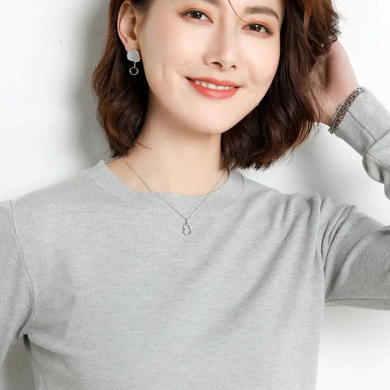 Women's Yellow Round Neck Slim Fit Sweater Large