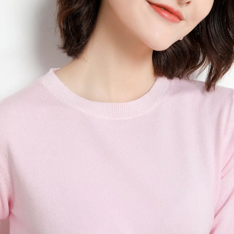 Women's Yellow Round Neck Slim Fit Sweater Large