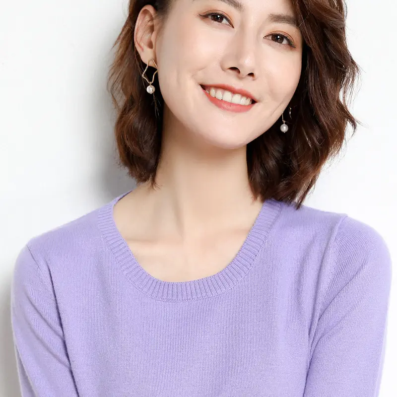 Women's Yellow Round Neck Slim Fit Sweater Large