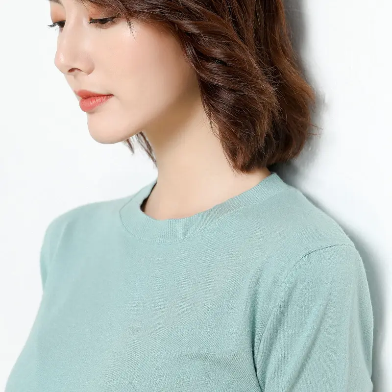 Women's Yellow Round Neck Slim Fit Sweater Large