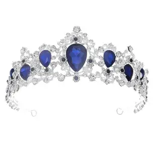 Luxury Blue Crystal Bridal Crown for Women — feature 10