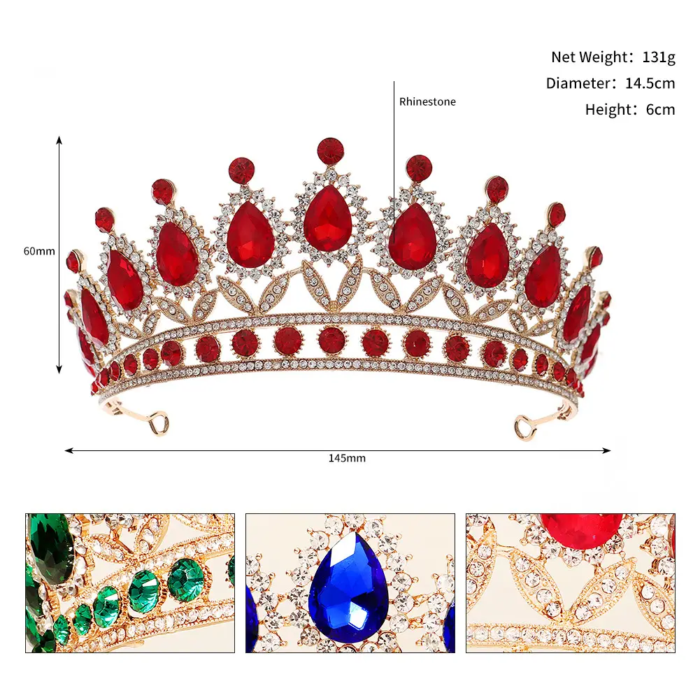 Luxury Blue Crystal Bridal Crown for Women