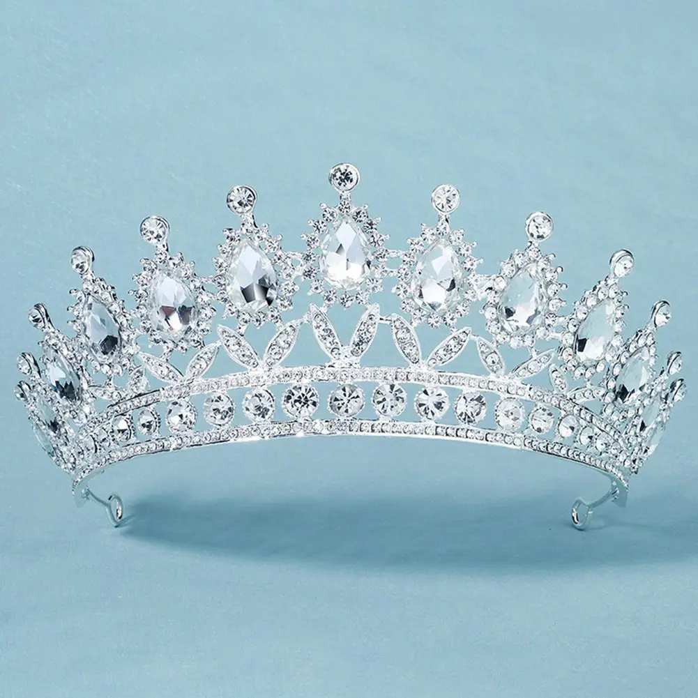 Luxury Blue Crystal Bridal Crown for Women