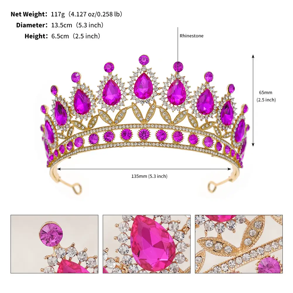 Luxury Blue Crystal Bridal Crown for Women