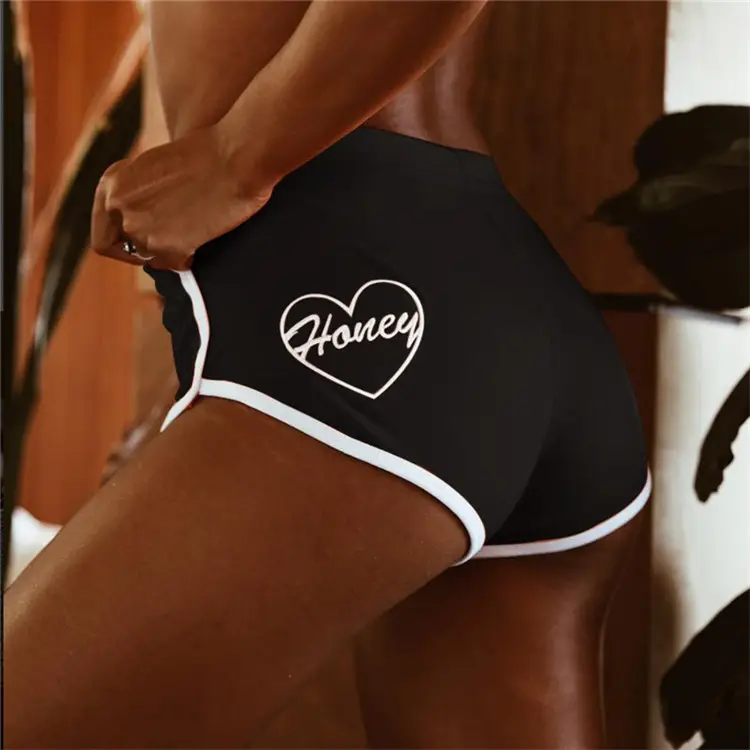 Women's Black Embroidered Shorts with Heart Design - Image 2