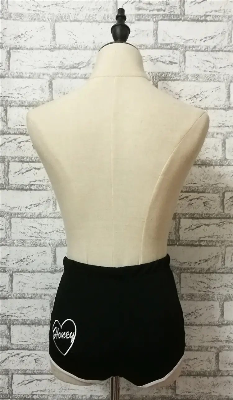 Women's Black Embroidered Shorts with Heart Design - Image 6