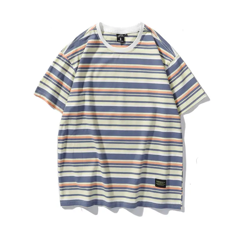 Men Women Striped Cotton T-Shirt Spring - Image 2