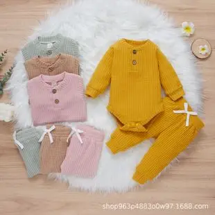 2022 Boys & Girls Grey Waffle Knit Pajama Set — feature 1