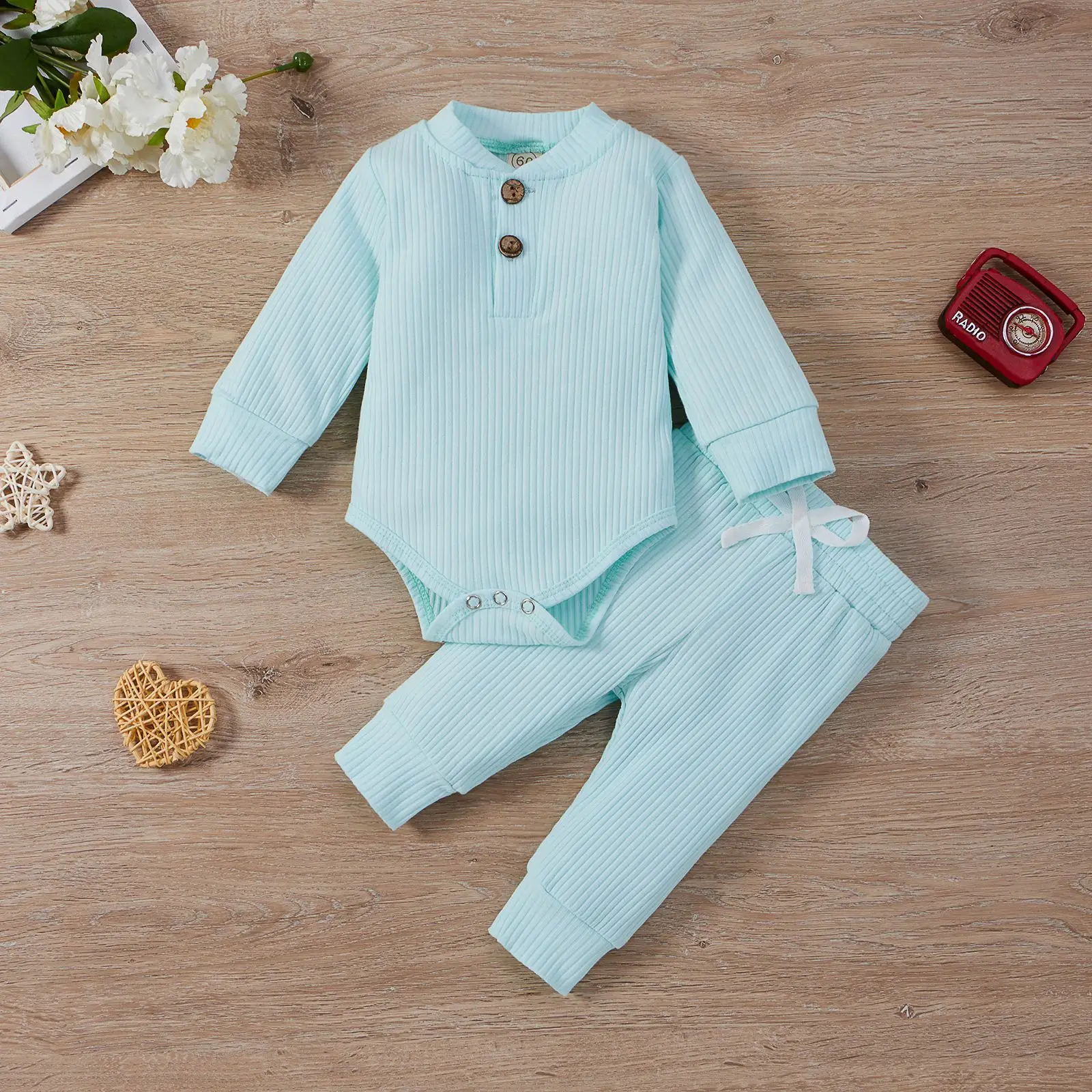2022 Boys & Girls Grey Waffle Knit Pajama Set — feature 31