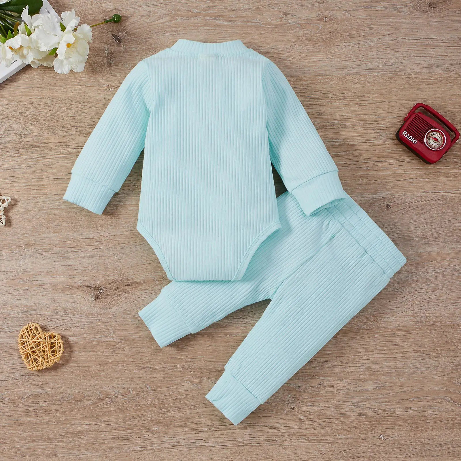 2022 Boys & Girls Grey Waffle Knit Pajama Set — feature 32