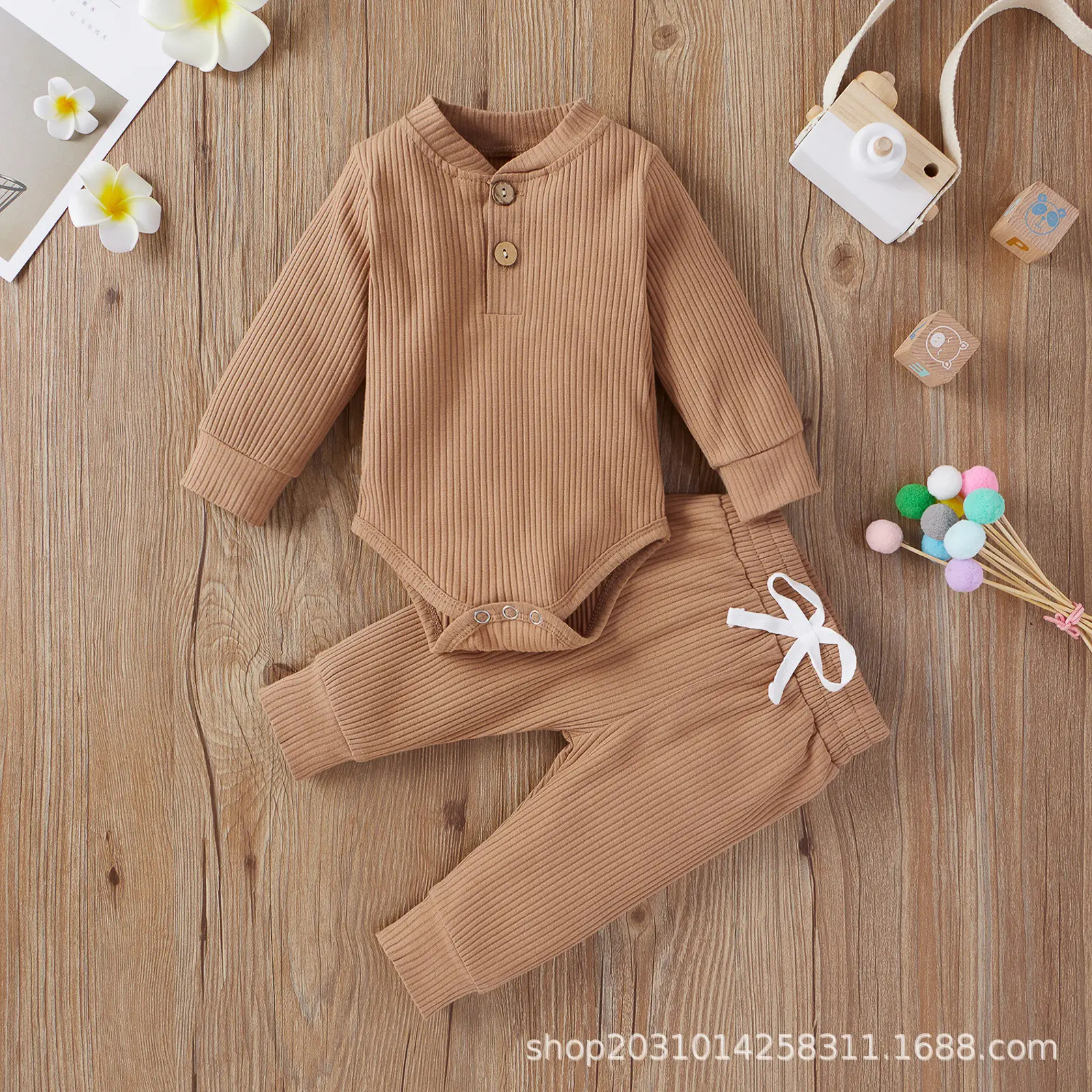 2022 Boys & Girls Grey Waffle Knit Pajama Set — feature 66