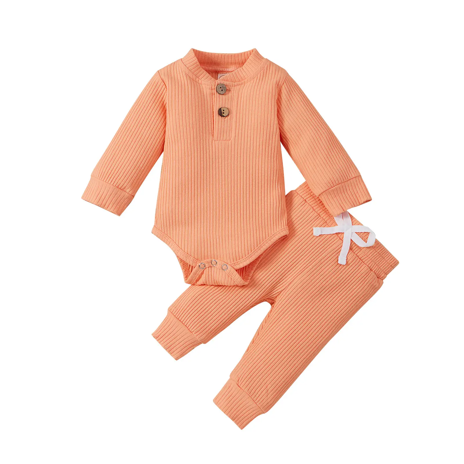 2022 Boys & Girls Grey Waffle Knit Pajama Set - Image 2