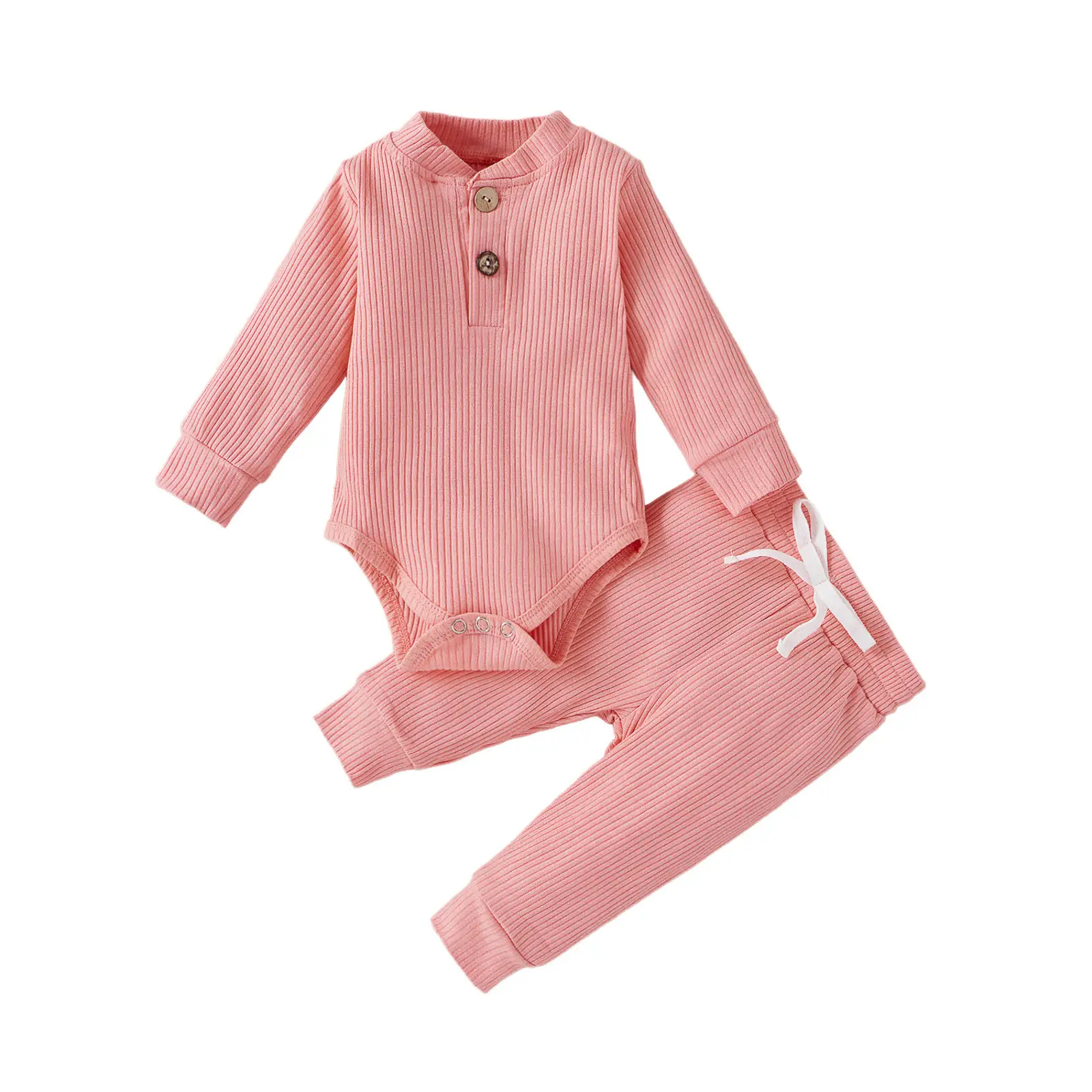 2022 Boys & Girls Grey Waffle Knit Pajama Set - Image 3