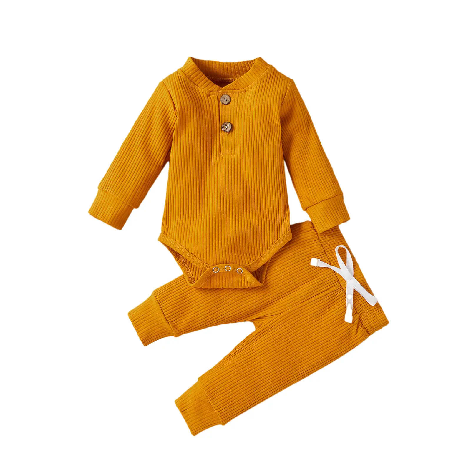 2022 Boys & Girls Grey Waffle Knit Pajama Set - Image 5