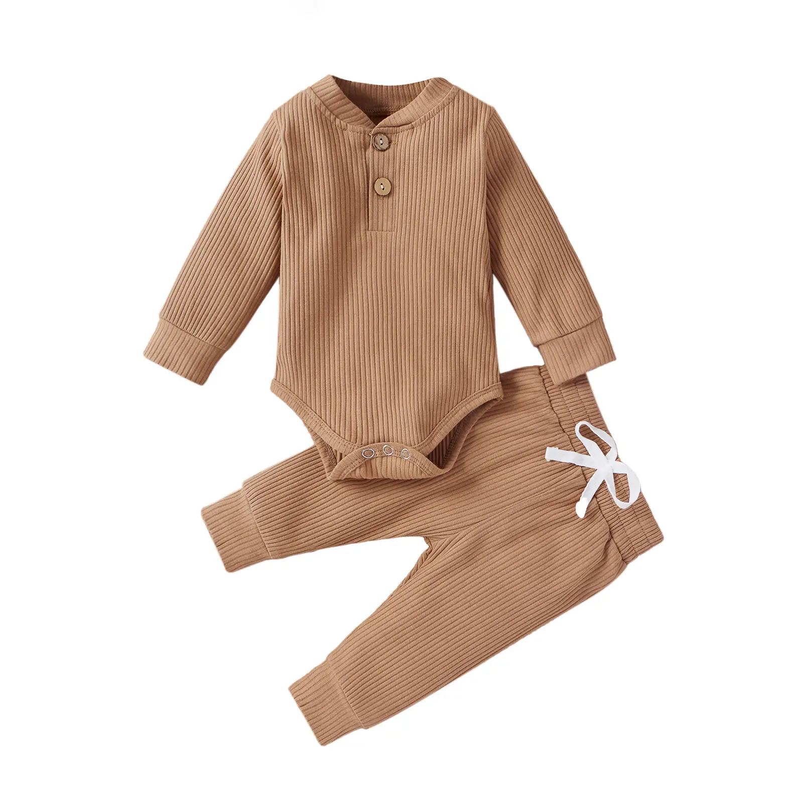 2022 Boys & Girls Grey Waffle Knit Pajama Set - Image 7